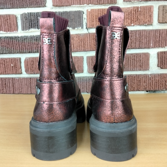 NWT Sam Edelman Linds Zip Genuine Leather Boots in Bordeaux (Metallic Red)Sz.6.5 - Picture 11 of 14